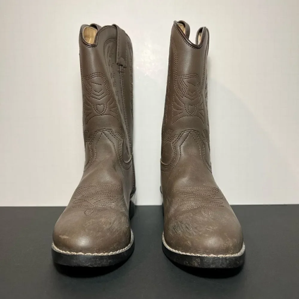 Kids DURANGO Dark Tan Distressed Leather Western Boots / Size 2D